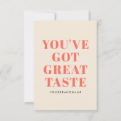 Vous avez une affaire de bon goût merci (Devant)