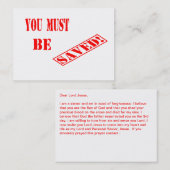 Vous DEVEZ ÊTRE SAUVÉS ! Cartes de témoignage (Devant / Derrière)