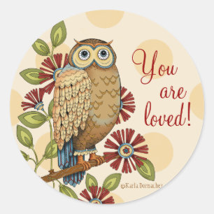 Vous Êtes Aimé Chouette Stickers Rond