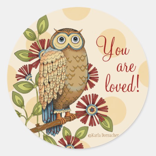 Vous Êtes Aimé Chouette Stickers Rond (Devant)