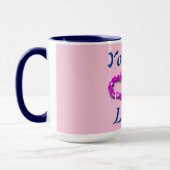 Vous Êtes Aimé Pink Bleu Coeur Café Mug (Gauche)
