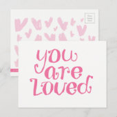 Vous Êtes Aimé Pink Encouragement Carte Postale (Devant / Derrière)