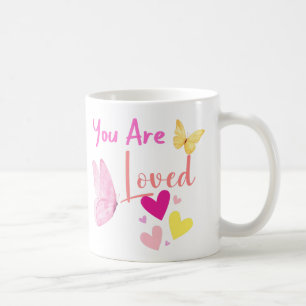 vous êtes AMOUREUX, papillon rose COEUR MUG