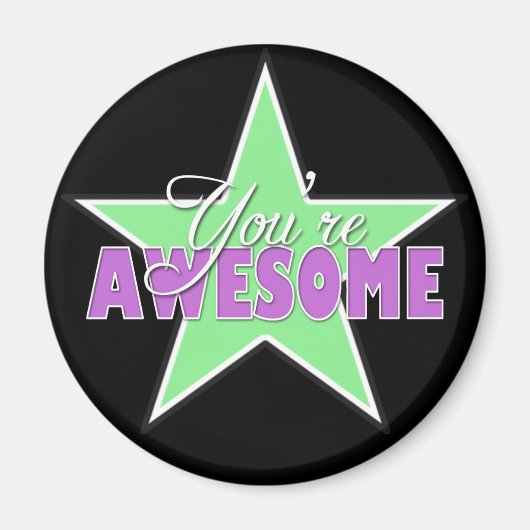 Vous êtes AWESOME - Green & Purple Star Magnet (Devant)