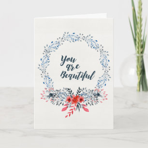 Vous êtes beau - Carte florale à l'aquarelle bleue