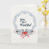 Vous êtes beau - Carte florale aquarelle bleue (Fleur jaune)