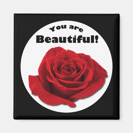 "Vous êtes belle" Rouge Rose Magnet (Devant)