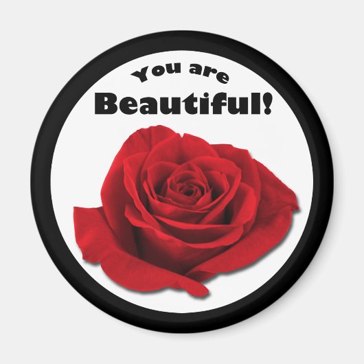 "Vous êtes belle" Rouge Rose Magnet (Devant)