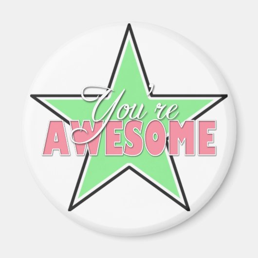 Vous êtes fantastique - Magnet Green & Pink Star (Devant)
