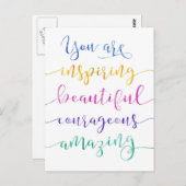 Vous êtes Inspirant Belle carte postale courageuse (Devant / Derrière)