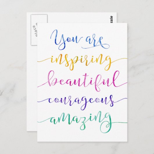 Vous êtes Inspirant Belle carte postale courageuse (Devant / Derrière)