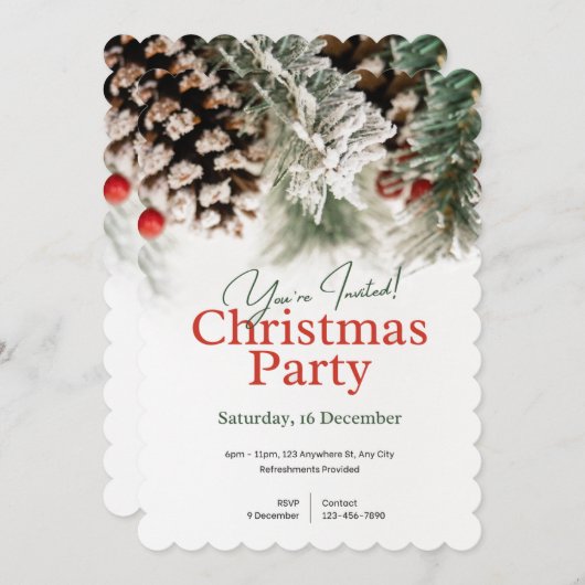Vous êtes invité à la fête de Noël Invitation (Devant / Derrière)