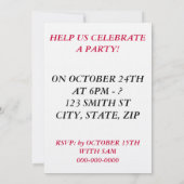 VOUS ÊTES INVITÉ À UNE Invitation À Une Fête De Pa (Dos)