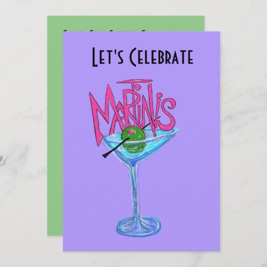 Vous êtes invité à une soirée Martini ! Invitation (Devant / Derrière)