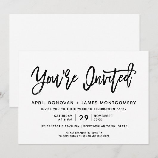 Vous êtes invité Faire-part de mariage de typograp (Devant / Derrière)