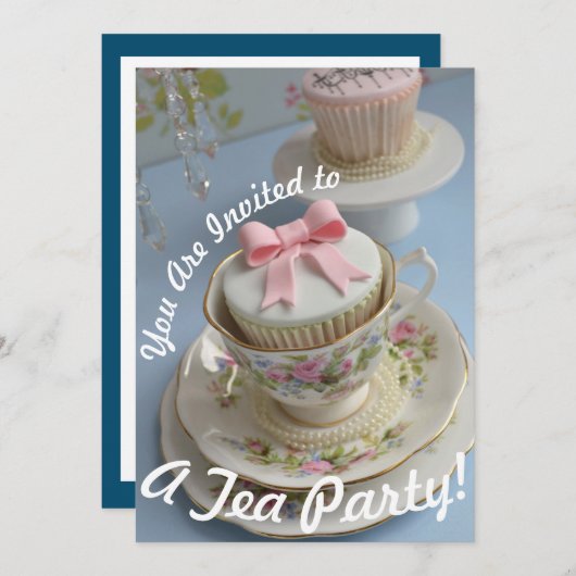 Vous Êtes Invité Tea Party Invitation (Devant / Derrière)