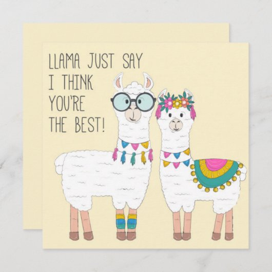 Vous êtes la meilleure carte de vacances de lamas (Devant / Derrière)