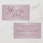 Vous êtes les cartes de visite de jeune mariée (Devant / Derrière)