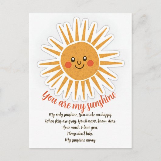 Vous êtes mes paroles de soleil carte de voeux (Devant)