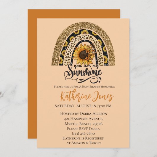 Vous Êtes Mon Baby shower Sunshine Invitation (Devant / Derrière)