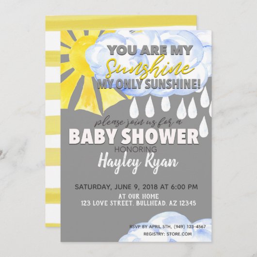 Vous êtes mon Invitation Baby shower Sunshine (Devant / Derrière)