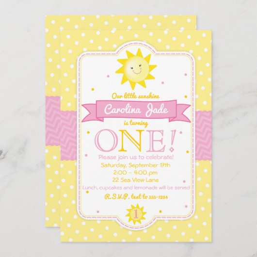 Vous êtes mon invitation d'anniversaire Sunshine (Devant / Derrière)