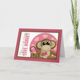Vous êtes mon singe d'amour - Carte de vœux rose m