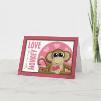 Vous êtes mon singe d'amour - Carte de vœux rose m