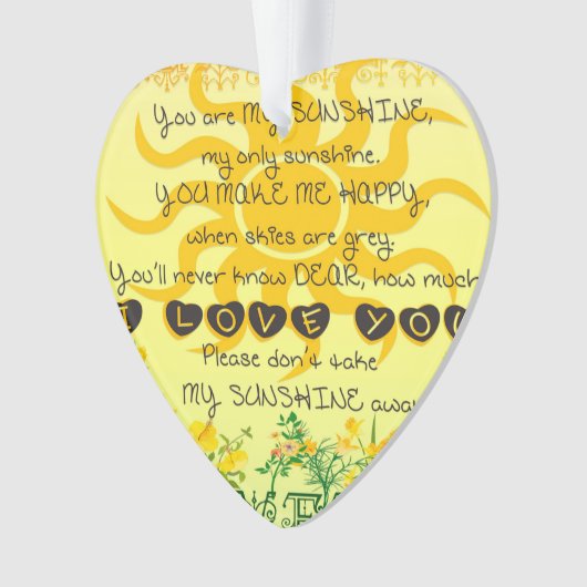 Vous êtes mon soleil avec des fleurs en jaune (devant)