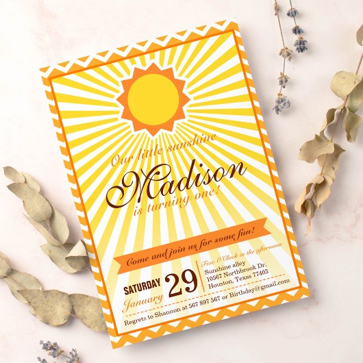 Vous êtes mon Sunshine Anniversaire Invitation