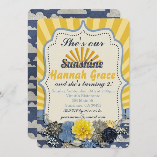 Vous êtes mon Sunshine Anniversaire Invitation (Devant / Derrière)