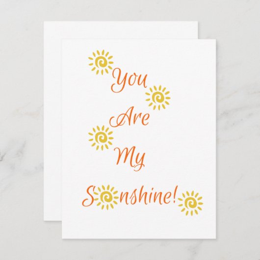"Vous êtes mon Sunshine" carte pour notes (Devant / Derrière)