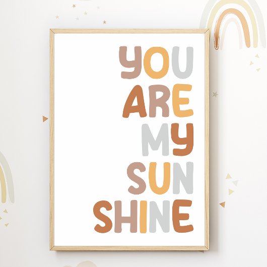 Vous êtes mon Sunshine Nursery Poster Kids Room De