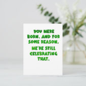 Vous êtes né, carte postale (Debout devant)