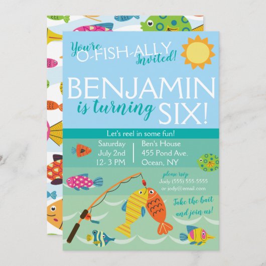 Vous êtes O-Fish-Ally Invité ! Invitation d'annive (Devant / Derrière)