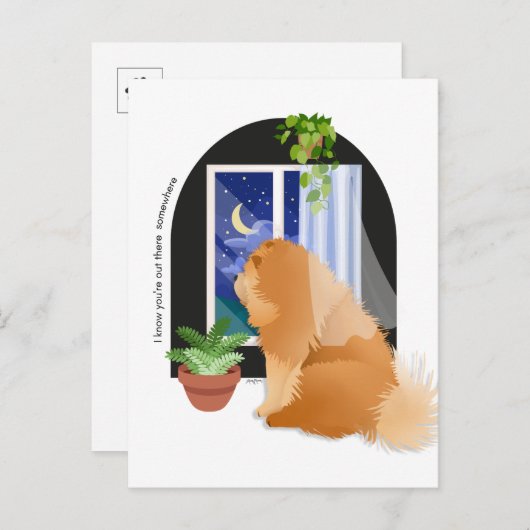 VOUS ÊTES QUELQUE PART LÀ-bas Carte postale Chow (Devant / Derrière)