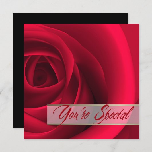 Vous êtes Spécial. Carte Red Rose Valentine's Day (Devant / Derrière)