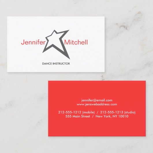 VOUS ÊTES UN Carte de visite STAR (Devant / Derrière)