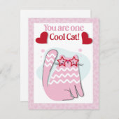 Vous Êtes Un Cool Chat Pink Valentines Carte (Devant / Derrière)