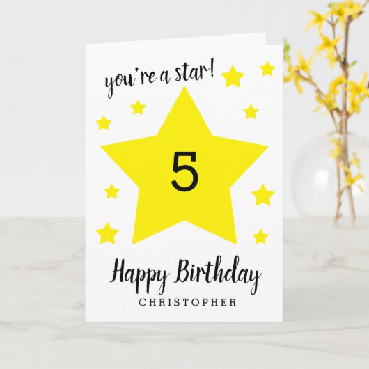 Vous êtes une carte d'anniversaire Star 5th (Fleur jaune)