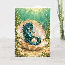 Vous êtes une carte de vœux Hippocampe Turquoise P
