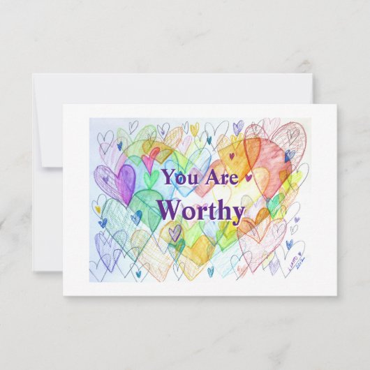 Vous Êtes Véritable Rainbow Hearts Art Note Cartes (Devant)