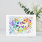 Vous Êtes Véritable Rainbow Hearts Art Note Cartes (Debout devant)