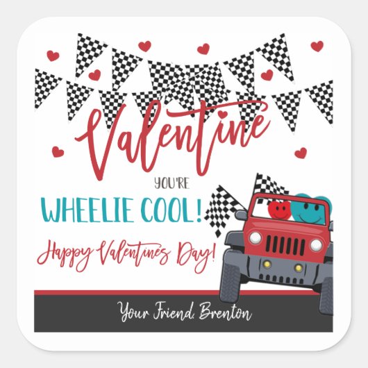Vous êtes Wheelie Cool Valentine Favor Stickers (Devant)