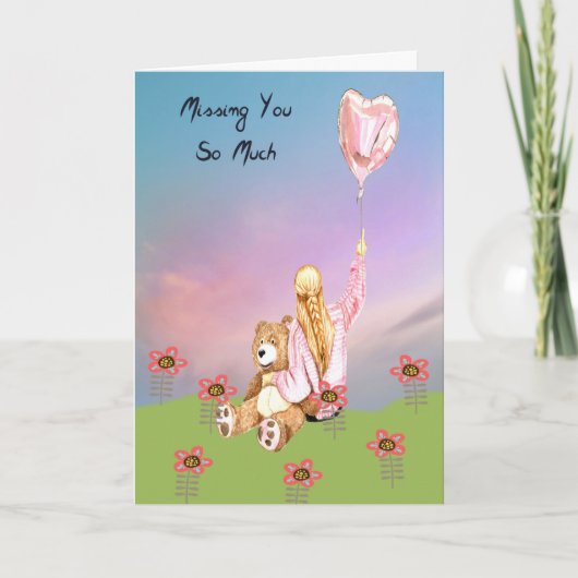 Vous Manquez Carte Romance Fille et ours fourré (Devant)