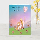 Vous Manquez Carte Romance Fille et ours fourré (Fleur jaune)