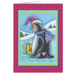 VOUS MANQUEZ LONELLEMENT PENGUIN HOLIDAY GREETING 