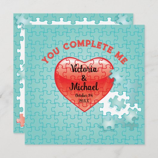 Vous me complétez jigsaw puzzle mariage invitation (Devant / Derrière)