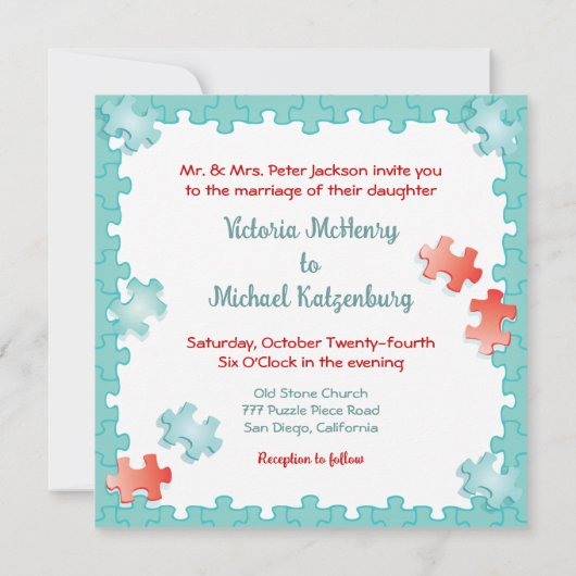 Vous me complétez jigsaw puzzle mariage invitation (Dos)