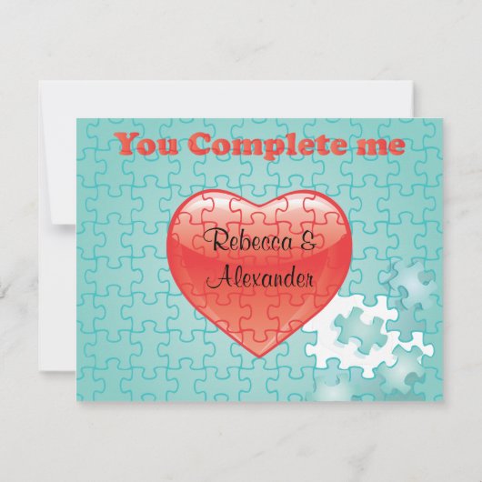 Vous me complétez le puzzle Mariage Cartes RSVP (Dos)